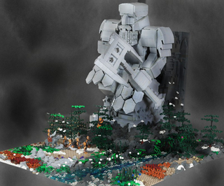 Illustration for article titled The Gates of Lonely Mountain Made From 55,000 LEGO Pieces